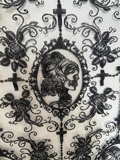 55 Inch Lace Fabric Soft Black Skull Lace Fabric Cross Floral Tulle Fabric for DIY Dress Top Dress Sew,Party: Fabric Sourcing and Quality Notes