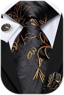Men's Tie Sets Silk Paisley Striped Necktie Pocket Square Cuff-links Sets Wedding Business Holiday: Jacquard Weave and Production Notes