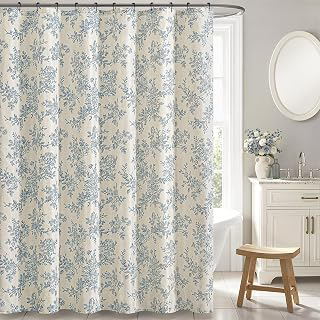 Linen Blue Floral Toile Shower Curtain W72*L72 Inches Long: Print Design and Production Notes