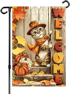 Fall Cat Welcome Garden Flag with Pumpkin Autumn Design 12x18 Inch: Fabric Sourcing and Quality Notes