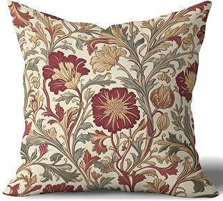 Vintage Floral Throw Pillow Covers Home Decor 18x18inch, William Morris Abstract Retro Flower Art Decoravite Pillowcase,Farmhouse Cushion Cover: Jacquard Weave and Production Notes