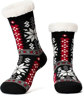 Women's Fuzzy Slipper Socks with Non-slip Grippers, Sherpa Lined Warm Cozy Gift Socks: Jacquard Weave and Production Notes