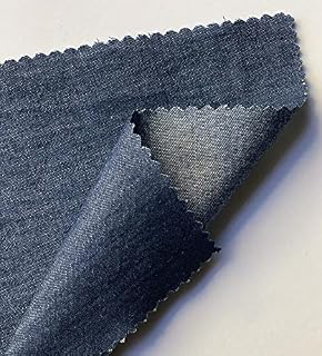 4oz Washed Denim Fabric - 100% Cotton - Rinse Color (Dark Blue Jean) - Thin & Lightweight - 60