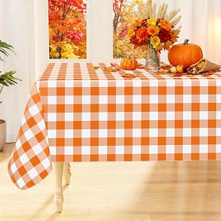 Smiry Fall Tablecloth, Flannel Backed Vinyl Table Cloth, 60