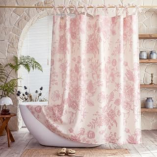 Floral Linen Shower Curtain 72 x 72 Inch, Pink: Print Design and Production Notes