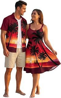 ROSE GAL Matchable Couples Hawaiian Men Shirt and Women Vintage Vintage Sleeveless Dress: Ombre Dyeing and Production Notes