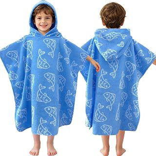 VOOVA & MOVAS Kids Hooded Poncho, 4-6 Years, 100% Cotton,Jacquard Blue Fish: Jacquard Weave and Production Notes