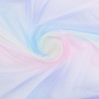 MAYJOYDIY 5.5 Yards x 59 Inch Rainbow Tulle Fabric, Gradient Sheer Rainbow Mesh Net for Tutu Skirts, Party Decor, Wedding Crafts & Home: Ombre Dyeing and Production Notes