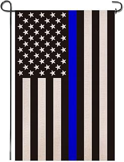 USA Thin Blue Line Burlap Garden Flag - Black White and Blue Stripe American Police Flag Honoring Law Enforcement Officers - Premium Double: Fabric Sourcing and Quality Notes