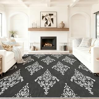 Area Rug 2 x 3 Bedroom Living Room Rugs, Washable Black High-End European Style Three-Dimensional Jacquard Soft Rugs Indoor Floor No Slip Stain: Jacquard Weave and Production Notes