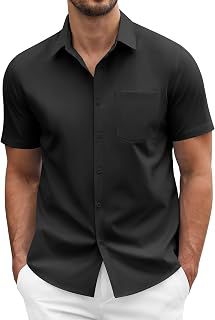 Men's Short Sleeve Casual Button Down Shirt Business Untucked Dress Shirts with Pocket: OEM Production and Sizing Notes