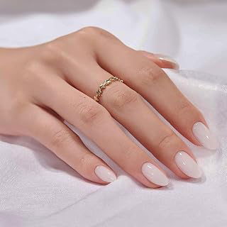 BTArtbox Press On Nails, Short Almond White Fake Nails, 32Pcs Full Kit: Ombre Dyeing and Production Notes