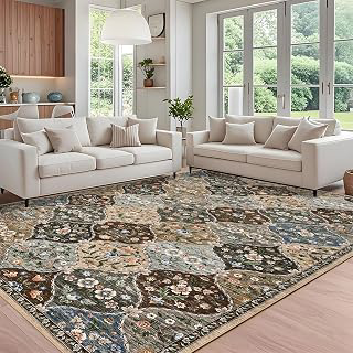 ROYHOME 8x10 Area Rug Trellis Floral Machine Washable Rug for Living Room: Jacquard Weave and Production Notes