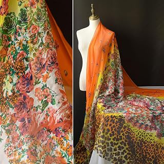 Printed Silk Chiffon Fabric, 5.5 mommes Thick. It is Suitable for DIY Clothing Sewing, Wedding Dress Making and Handicraft Production. Width: 54: Fabric Sourcing and Quality Notes