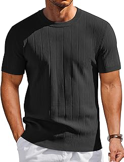 Men's T-Shirts Short Sleeve Knit Shirts Casual Crewneck Ribbed Dress Tee Shirt: OEM Production and Sizing Notes