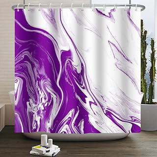 Violet Marble Shower Curtain Modern Abstract: Jacquard Weave and Production Notes