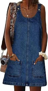Overall Dress for Women Denim Dress Denim Overall Round Neck Skirtall Jean Dress Denim Jumper Dress Pinafore: OEM Production and Sizing Notes
