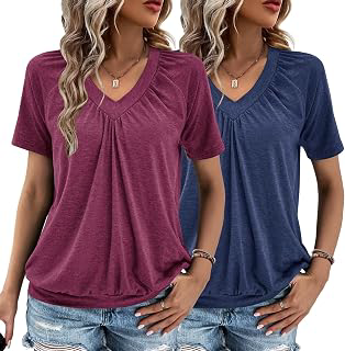 2 Pack Summer Tops for Women V Neck Shorts Sleeve Casual Ruched Tops Women T Shirts Clothes Trendy 2026: OEM Production and Sizing Notes