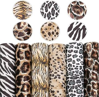 David accessories Metallic Leopard Zebra Pattern Printed Faux Leather Fabric Sheets 6 Pcs 7.7