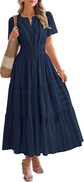 Womens Summer 2026 Casual Maxi Dresses Lightweight Short Sleeve Dress: OEM Production and Sizing Notes