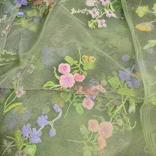 Elegant White Lace Fabric Tulle Fabric by Yard Colorful Floral Embroidery, 35x51in - Soft Tulle for DIY Dresses & Wedding Gowns, Hand Wash Only: Ombre Dyeing and Production Notes
