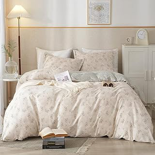 HighBuy Boho Floral Duvet Cover Queen Cotton Aesthetic Bedding Set Coquette Comforter Cover Set Reversible Green Garden Lightweight Soft Zipper: Jacquard Weave and Production Notes