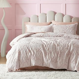 Bedsure Light Pink Boho Duvet Cover Queen, Soft Vintage Embroidery: Jacquard Weave and Production Notes