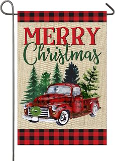 Merry Christmas Garden Flag Red Truck Xmas Trees 12×18 Inch Double Sided Buffalo Plaid Christmas Holiday Banner Burlap Yard Flag Winter Decor: Fabric Sourcing and Quality Notes