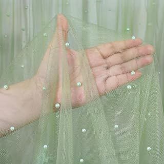 Sage Green Pearl Tulle Fabric 3 Yard Sheer Mesh Fabric Sewing DIY Crafts for Tutu Skirt Wedding Arch Bridal Veil Bridal Shower Table Runner: Fabric Sourcing and Quality Notes