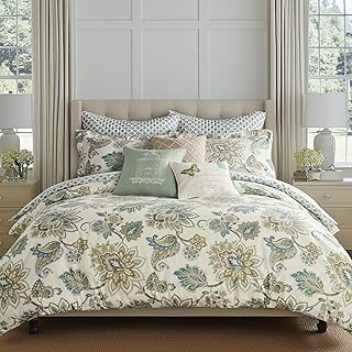 Levtex Home - Grey Palladium Duvet Set - Queen Duvet Cover (90x94in.) + Two Standard Pillow Cases (20x26in.) - Paisley - Green, Yellow, Grey: Jacquard Weave and Production Notes