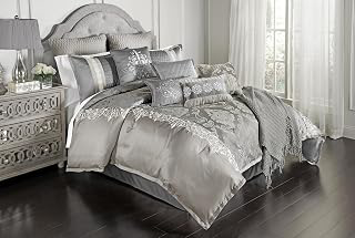 Riverbrook Home Kacee Comforter Bedding Set, King Size, Platinum Glam Décor, 12 Pieces: Jacquard Weave and Production Notes