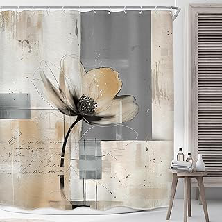Abstract Flower Shower Curtain 60x72 Grey Gray Brown Tan Oil Bathroom Decor: Jacquard Weave and Production Notes