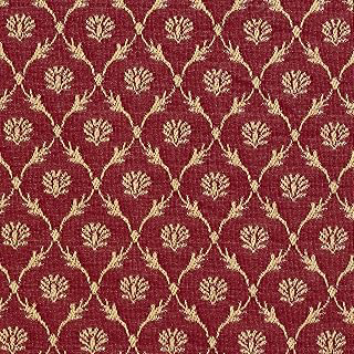 Red Floral Trellis Jacquard Woven Upholstery Fabric by The Yard - SKU: Holmes Crimson: Jacquard Weave and Production Notes
