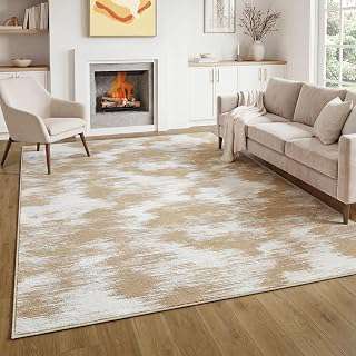 Beige Washable Area Rug 8x10 High-Low Pile Carpet for Living Room: Jacquard Weave and Production Notes