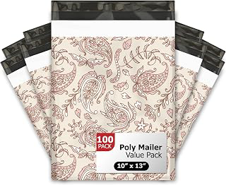 10x13 (100) Pink Paisley Summer Designer Poly Mailers Waterproof Self Sealing Tear Resistant Polymailers Shipping Envelopes Premium Printed Bags: Print Design and Production Notes