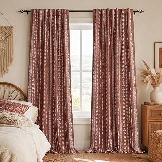 MEETSKY Boho Terracotta 95% Blackout Curtains for Bedroom 50Wx84L,2 Panels: Print Design and Production Notes