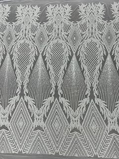 Geometric Elegance: Curlicue Sequin on Mesh Lace Fabric - Perfect for Evening Gowns, Dresses, and Sparkly Outfits - 4 Way Stretch, 52 Inches: Fabric Sourcing and Quality Notes