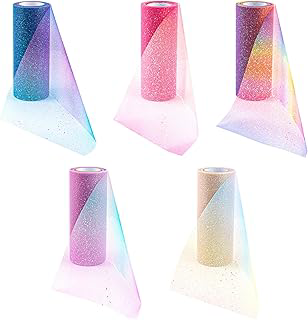 AUEAR, 5 Pack Rainbow Glitter Tulle Rolls Ribbon Netting Fabric Spool Shiny Sewing Craft for Wedding Birthday Party Decor DIY Crafts (6 Inch x: Fabric Sourcing and Quality Notes