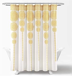 Lush Decor Stripe Medallion Shower Curtain-Fabric Mandala Bohemian Damask Print Design, 72