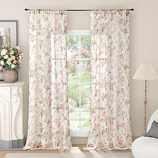 Lajode Pink Floral Sheer Curtains for Girls Room - 52x84 Inch 2 Panels: Print Design and Production Notes