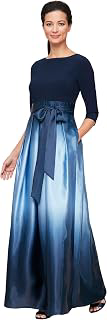 Women's 3/4 Sleeve Long Satin Mother of the Bride Dress with Pockets, Formal Party Gown: Ombre Dyeing and Production Notes