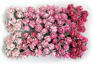 100 pcs Tiny Artificial Roses Mixed Pink Five Color Mulberry Paper Flower 15-18 mm Flower Wedding Scrapbooking: Ombre Dyeing and Production Notes