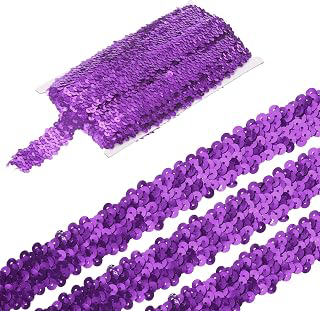 MECCANIXITY 11 Yards 1.2 Inch Elastic Sequins Trim 3 Row Flat Sequin Strip Paillette Sequins Fabric Ribbon for Crafts DIY Sequin Fringe Sewing: Fabric Sourcing and Quality Notes