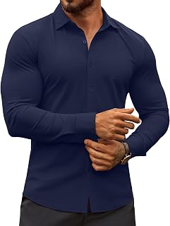 Men's Muscle Fit Dress Shirts Wrinkle-Free Long Sleeve Casual Button Down Shirts: OEM Production and Sizing Notes