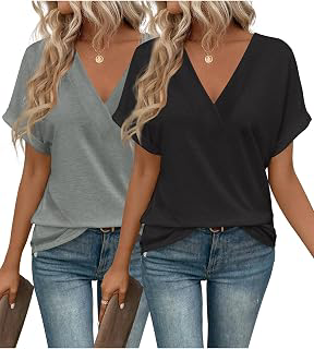 2PCS T Shirts Short Sleeve V Neck Tees Womens Tops Fashion Beach Vacation Clothes 2026 Casual Summer Spring Outfits: OEM Production and Sizing Notes