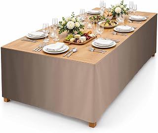 9Ft Table Skirt, Brown Ombre Table Skirt for Rectangle Tables & Round Tables, Decorative Desk Skirts, Modern Gradient Abstract Art Party: Ombre Dyeing and Production Notes