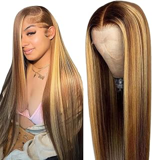 13x6 Ombre Lace Front Wig Human Hair 28IN 180Density Highlight Straight Wig: Ombre Dyeing and Production Notes