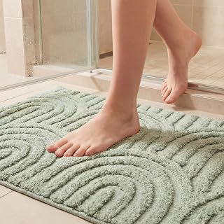 Drydiet Boho Jacquard Bathroom Rug for Bathroom, Sage Green: Jacquard Weave and Production Notes