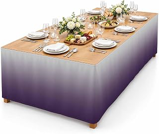 9Ft Table Skirt, Grey Purple, Table Skirt for Rectangle Tables & Round Tables, Decorative Desk Skirts, Gradient Ombre Modern Abstract Color Art: Ombre Dyeing and Production Notes