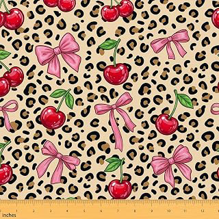 Leopard Print Cherries Fabric by The Yard,Pink Coquette Bows Fabrics for Sewing Lover,Black Brown Fashion Soft Polyester Craft Fabric,African: Fabric Sourcing and Quality Notes